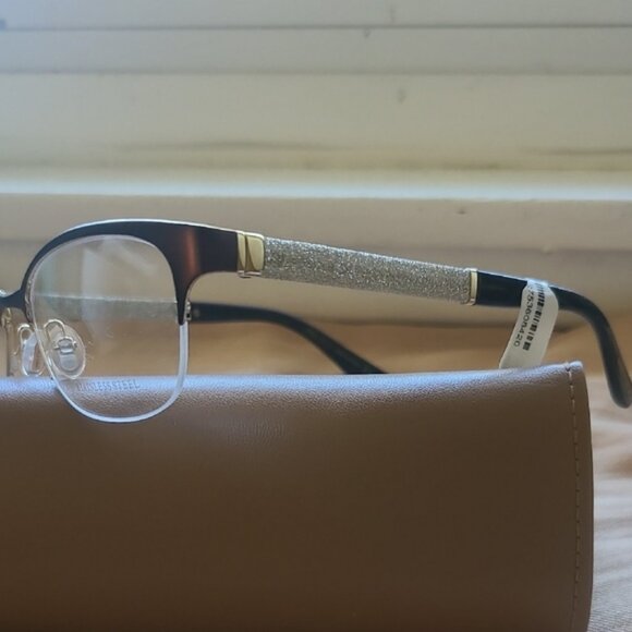 NEW AUTHENTIC JIMMY CHOO GLASSES MODEL JC106, 52-17-135 COLOR MATT-BROWN-SPARKLE - Picture 2 of 3